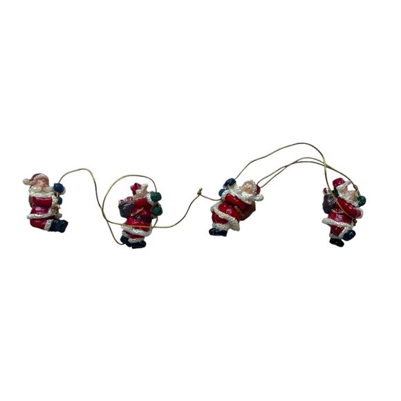 Set Of 4 Handcrafted Santa Claus Ornaments With a Gold Hanging String Fo… - Picture 3 of 6